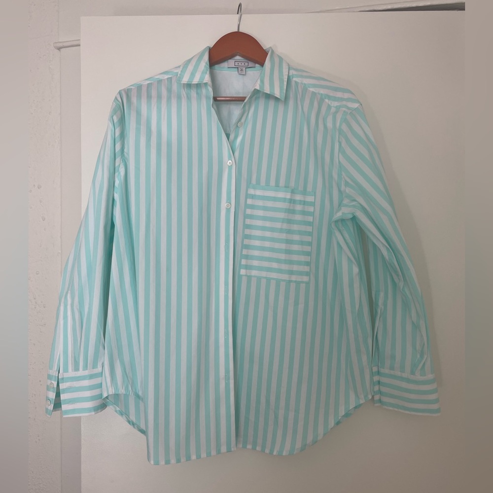 AYR turquoise striped button down.